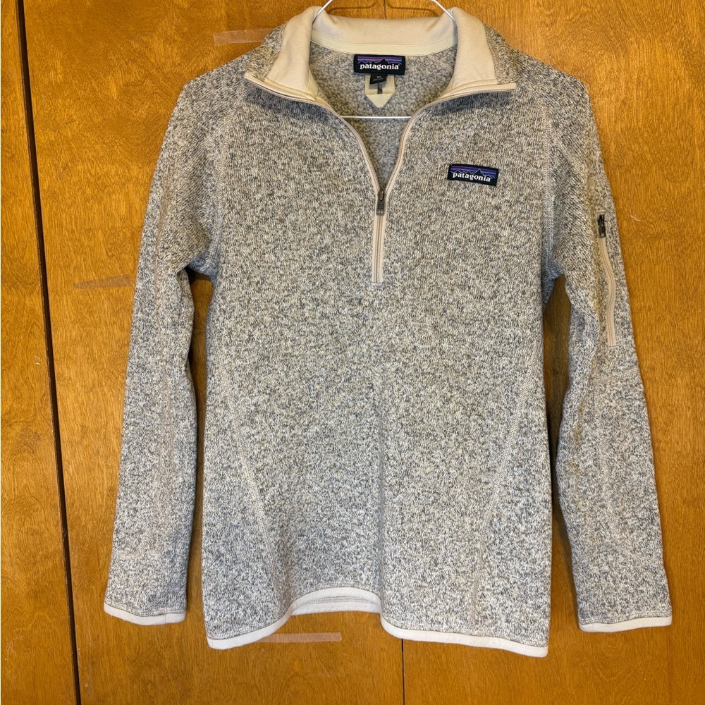 Patagonia Sz XS Beige Light Gray 3/4 Zip Fleece Jacket‎ Comfort Cottagecore